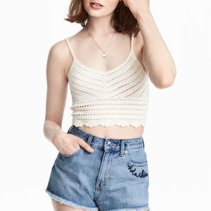 Divided by H&M Women's White Sleeveless Crochet Top